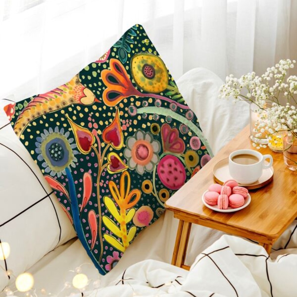 Boho Floral Print Plants Pillow Cover 2 Pack Set - Picture 5 of 6